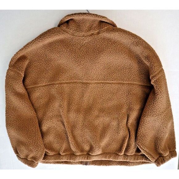 Old Navy Women's Sz XL Braised Tofu Brown Slouchy Sherpa Full Zip Jacket - Picture 6 of 6